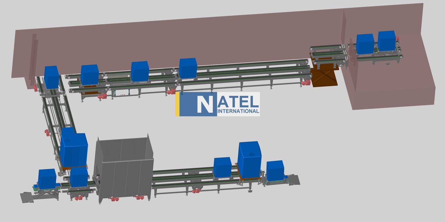 ligne de convoyeurs à chaînes à palettes en Inox