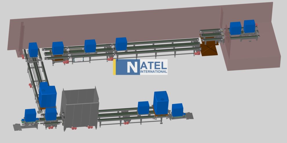 ligne de convoyeurs à chaînes à palettes en Inox